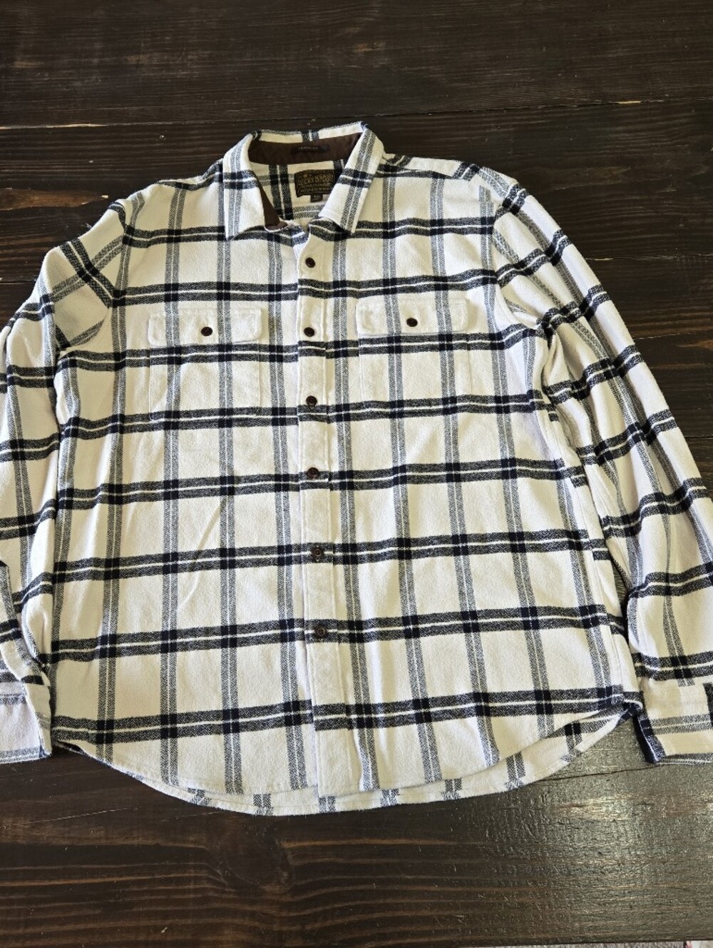 Lucky Brand & Co White and Black Plaid Button-Down Shirt